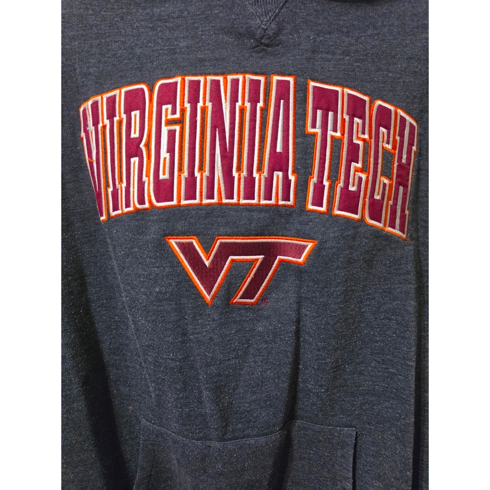 Colosseum Virginia Tech Hokies Hoodie Mens XXL Grey Embroidered VT Sweatshirt